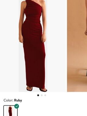 Crescent One-Shoulder Ruby Maxi Dress